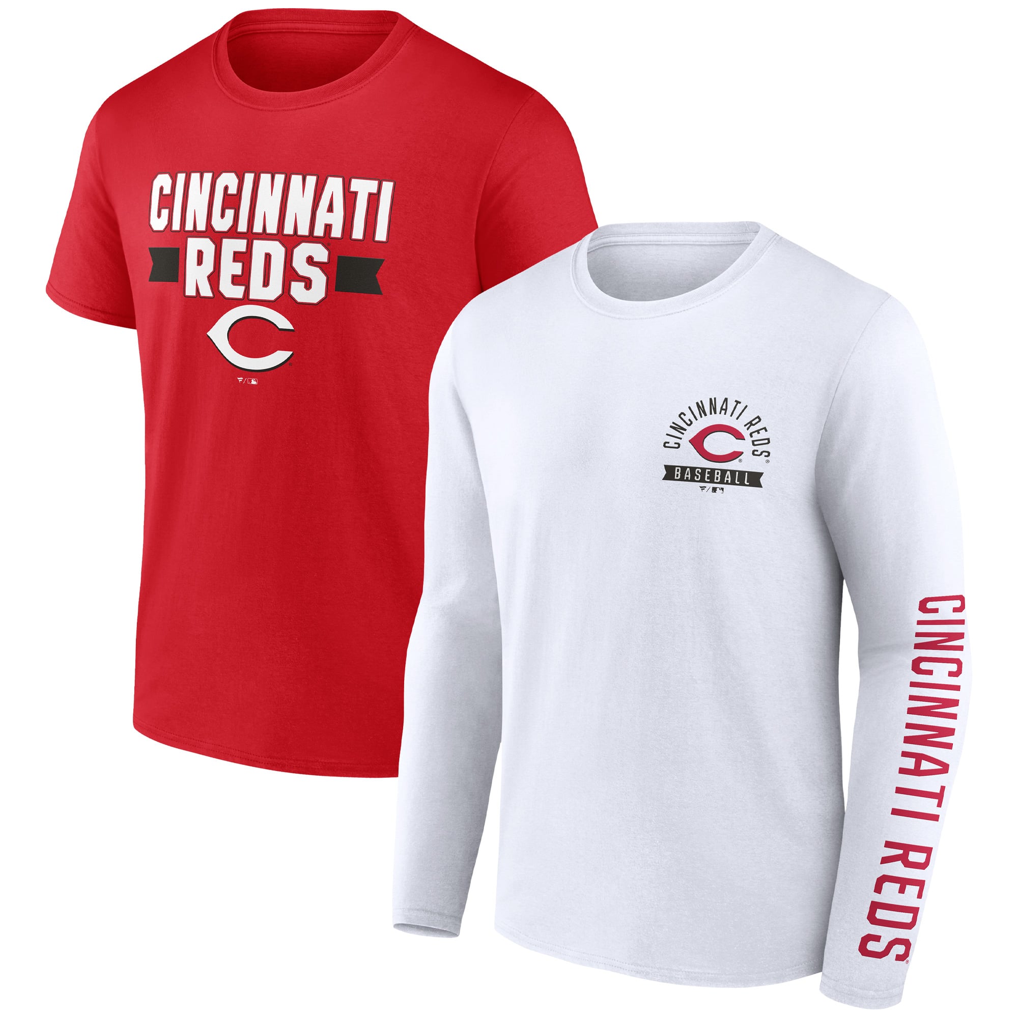 Men's Cincinnati Reds Fanatics Red/White Team Short & Long Sleeve T ...