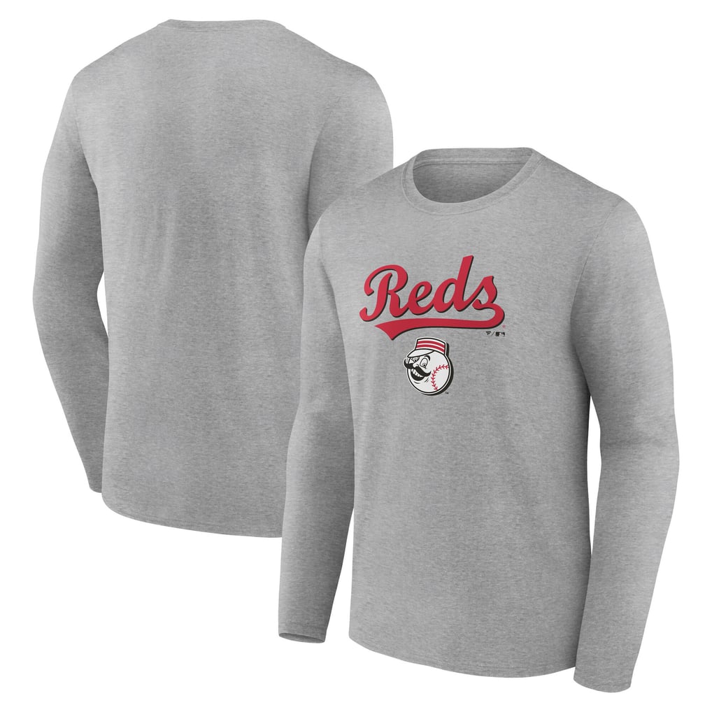 Cincinnati Reds Team Lockup Long Sleeve T-Shirt - Gray