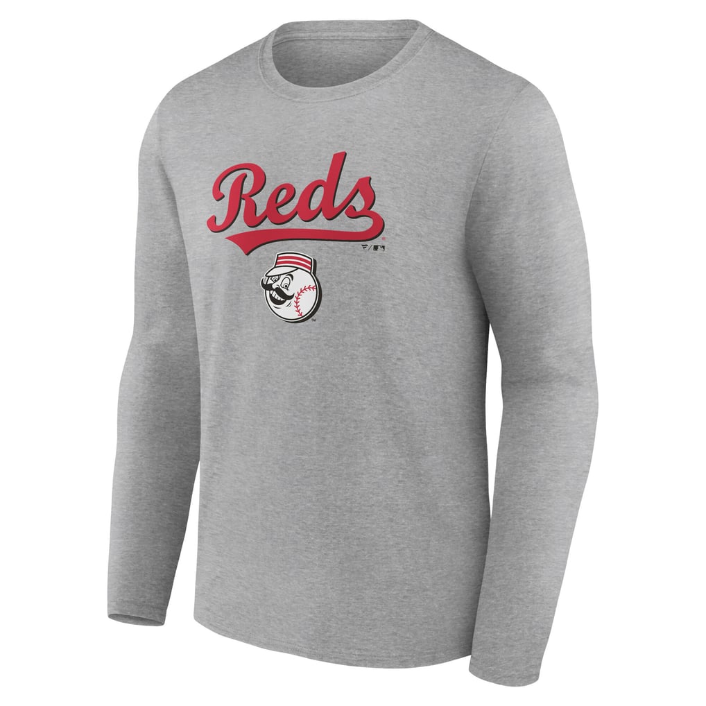 Cincinnati Reds Team Lockup Long Sleeve T-Shirt - Gray