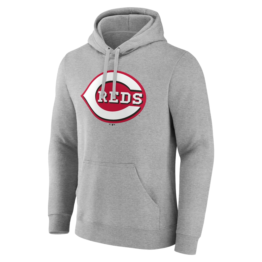 Cincinnati Reds Official Logo Fitted Pullover Hoodie - Heather Gray