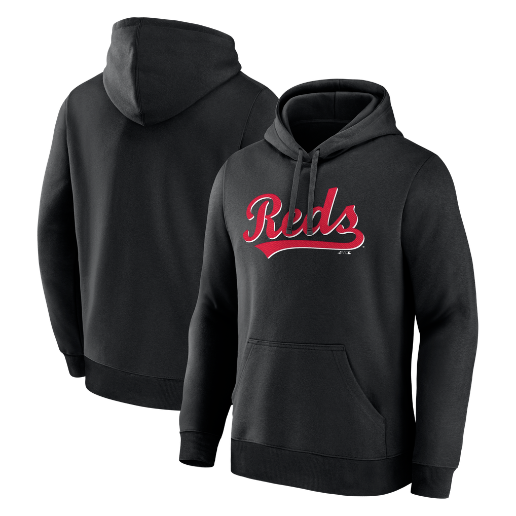 Cincinnati Reds Logo Athletic Wordmark Hoodie - Black