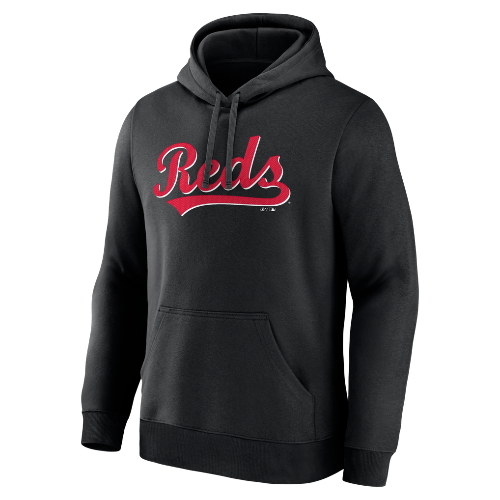 Cincinnati Reds Logo Athletic Wordmark Hoodie - Black