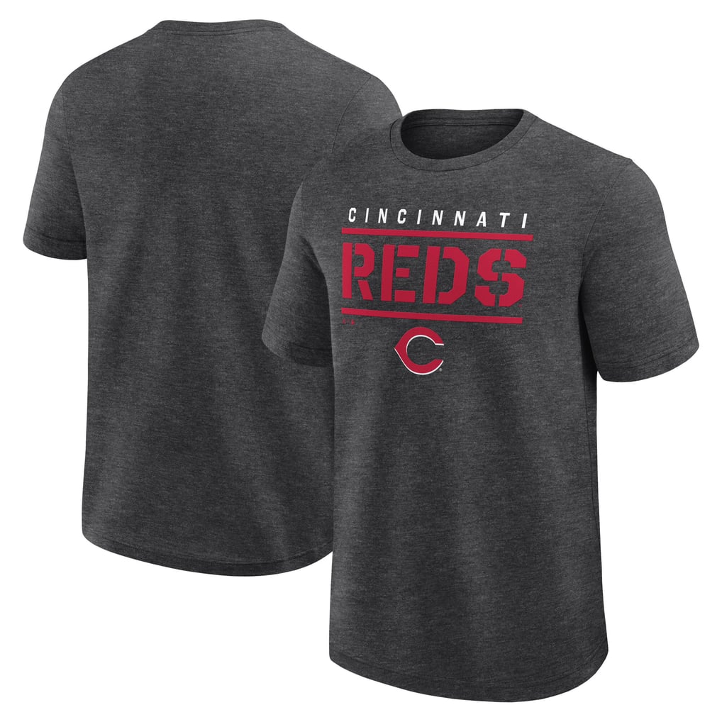 Cincinnati Reds Logo Athletic Top Notch T-Shirt - Heather Charcoal