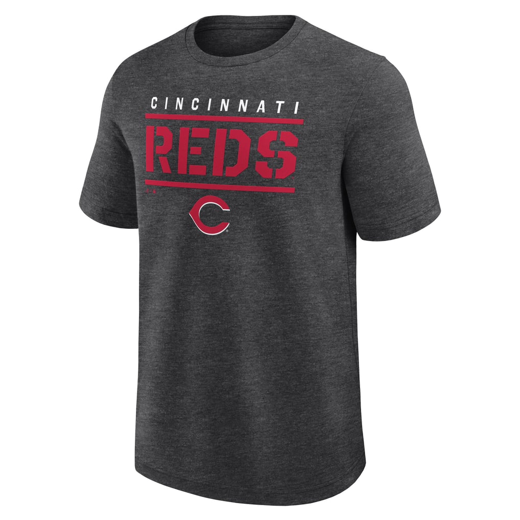 Cincinnati Reds Logo Athletic Top Notch T-Shirt - Heather Charcoal