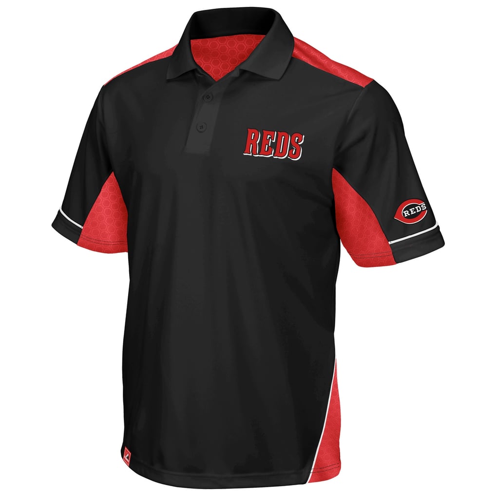 Men's Cincinnati Reds Majestic Black Victory Anthem Synthetic Polo