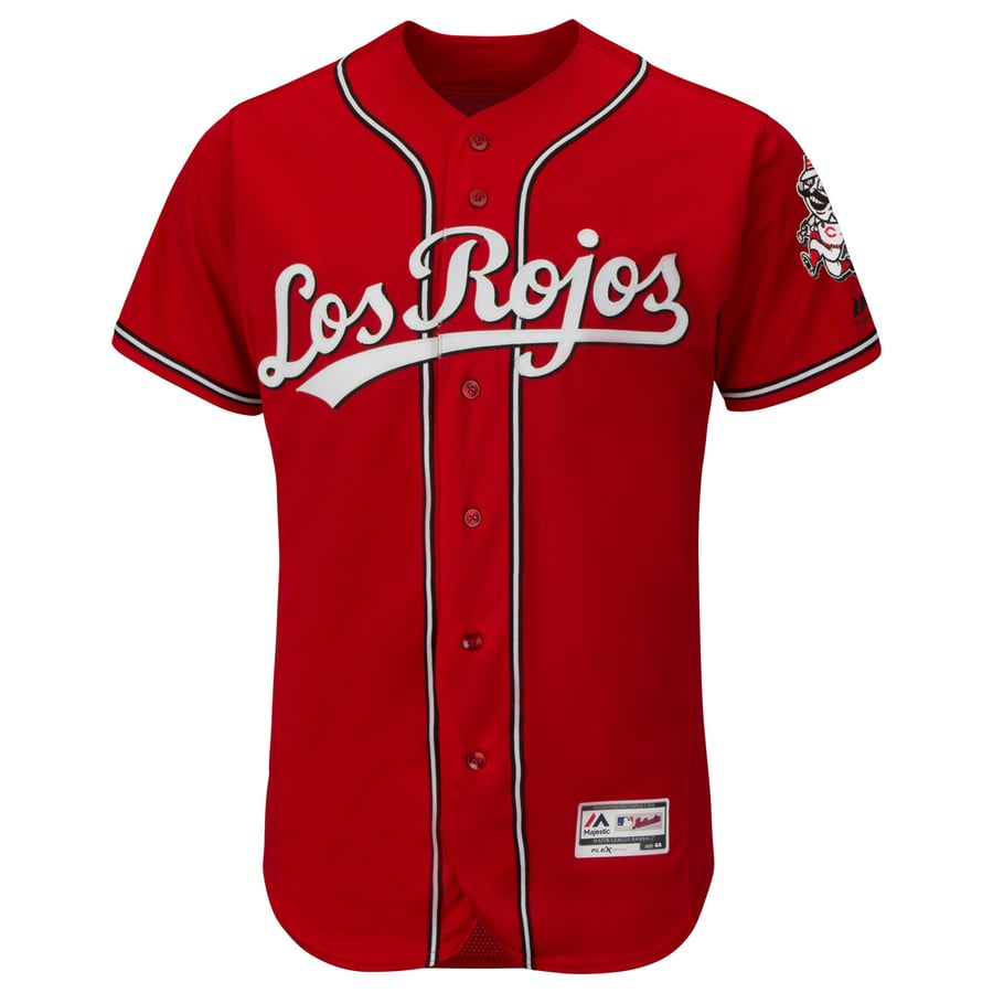 Cincinnati Reds Authentic Collection Men's Cincinnati Reds Majestic Alternate Scarlet Los Rojos Flex Base ...