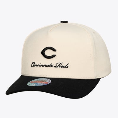  Cincinnati Reds Mitchell & Ness Flawless Stretch-Snap Hat - Cream/Black