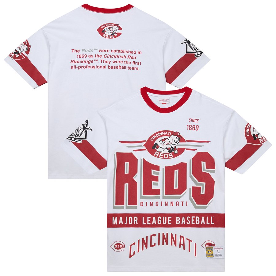 Men's Cincinnati Reds Mitchell & Ness White Cooperstown Collection Team ...