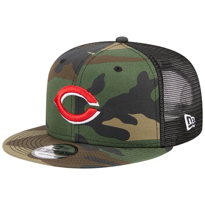 Cincinnati Reds New Era Woodland Camo Trucker 9FIFTY Snapback Hat - Camo