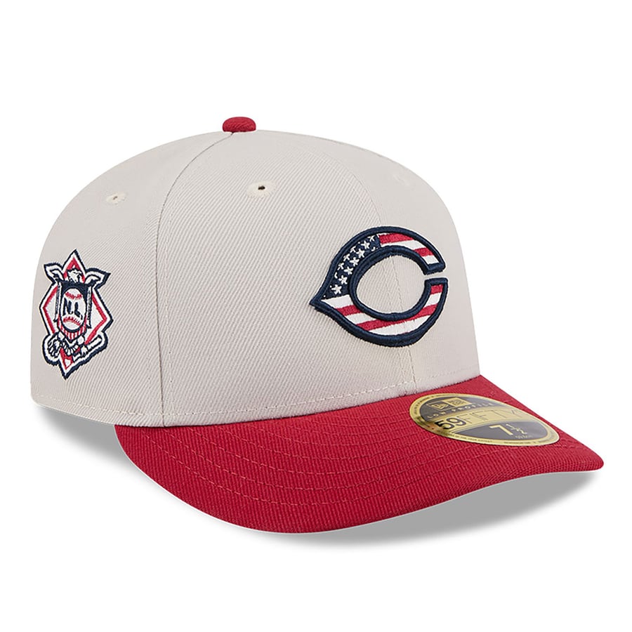 Men's Cincinnati Reds New Era Khaki/Red 2024 Fourth of July Low Profile ...