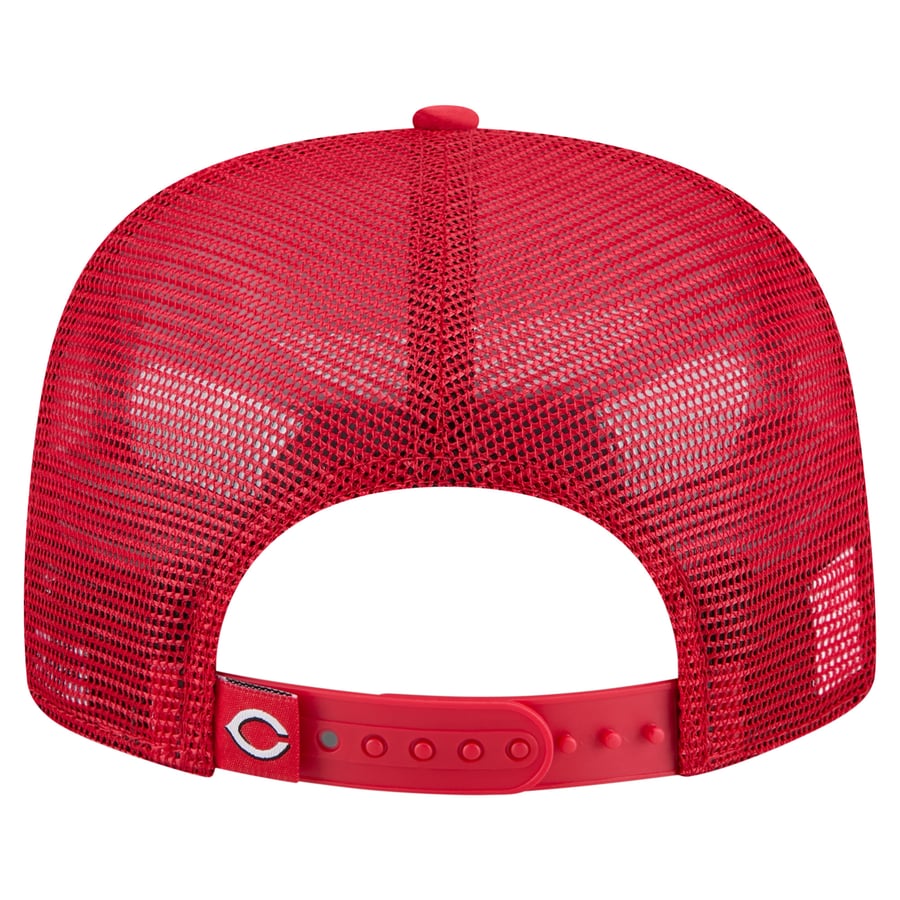 Cincinnati Reds Script Images Men's Cincinnati Reds New Era Red Retro Satin Script Golfer Adjustable Hat