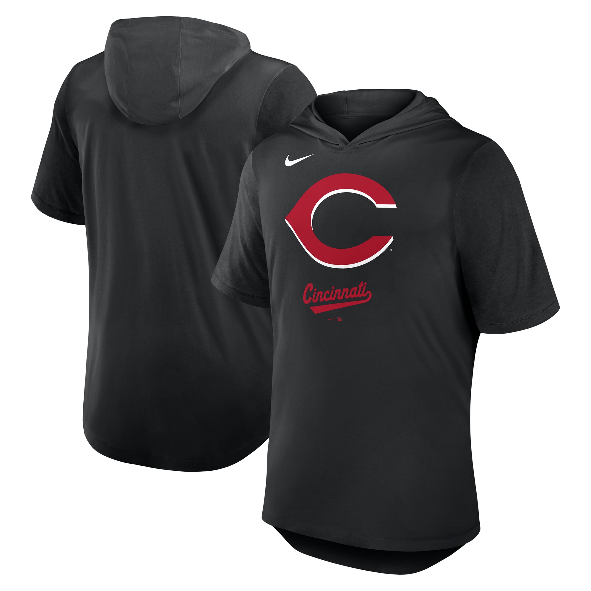 Men's Cincinnati Reds Nike Black Tri-Blend Hoodie T-Shirt