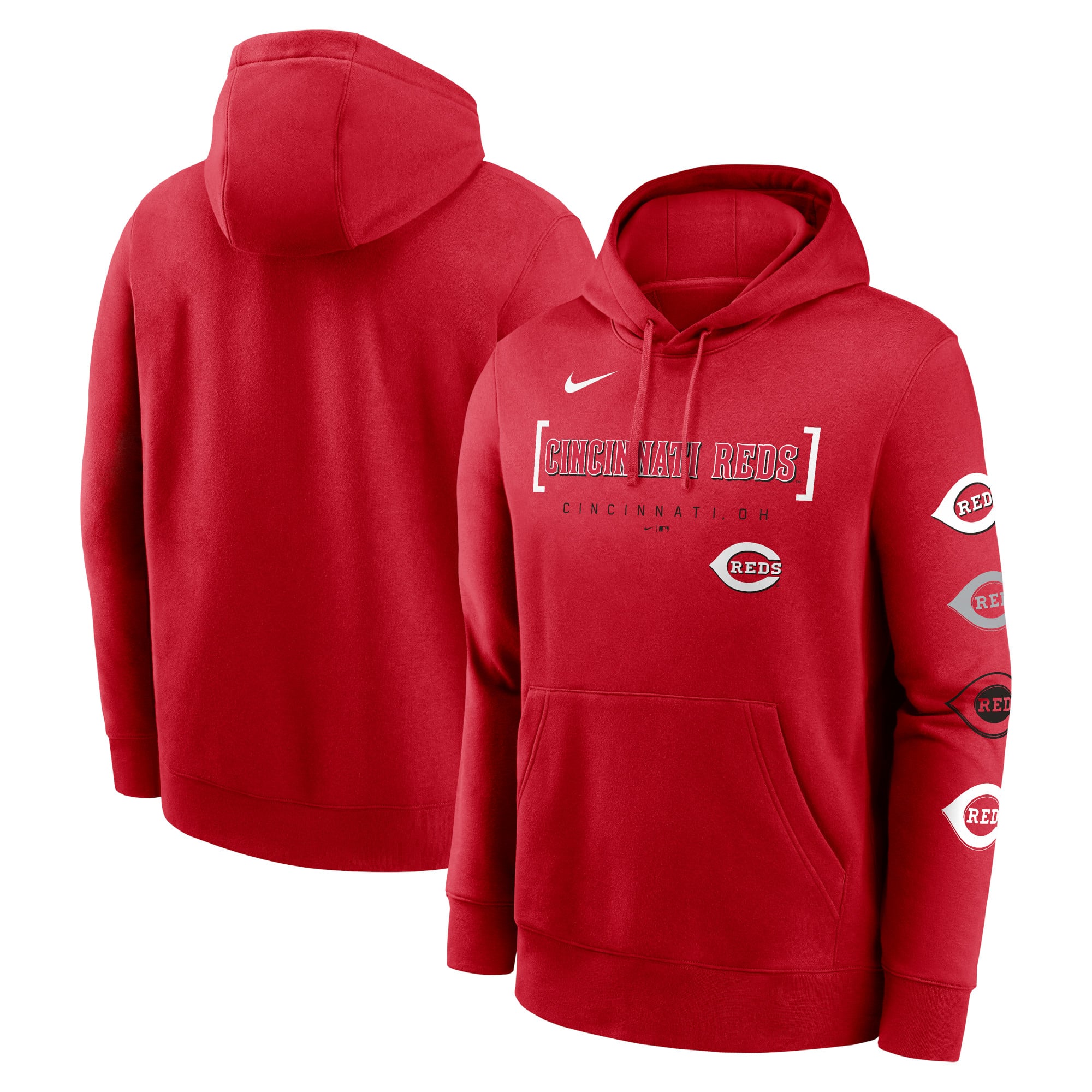 Cincinnati Reds Stack Men's Cincinnati Reds Nike Red Club Stack Pullover Hoodie