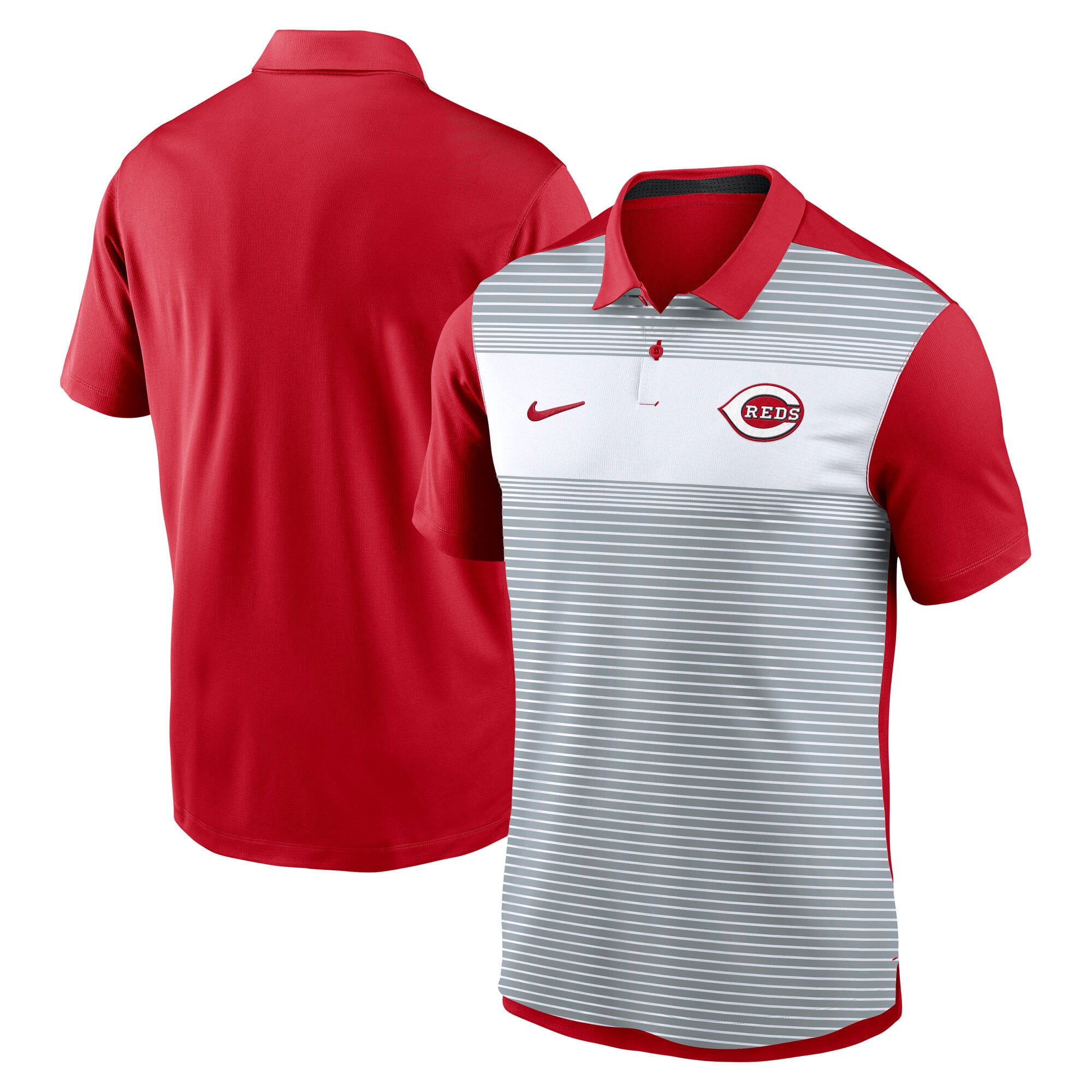 Men's Cincinnati Reds Nike White/Red Vapor Striped Dri-FIT Polo