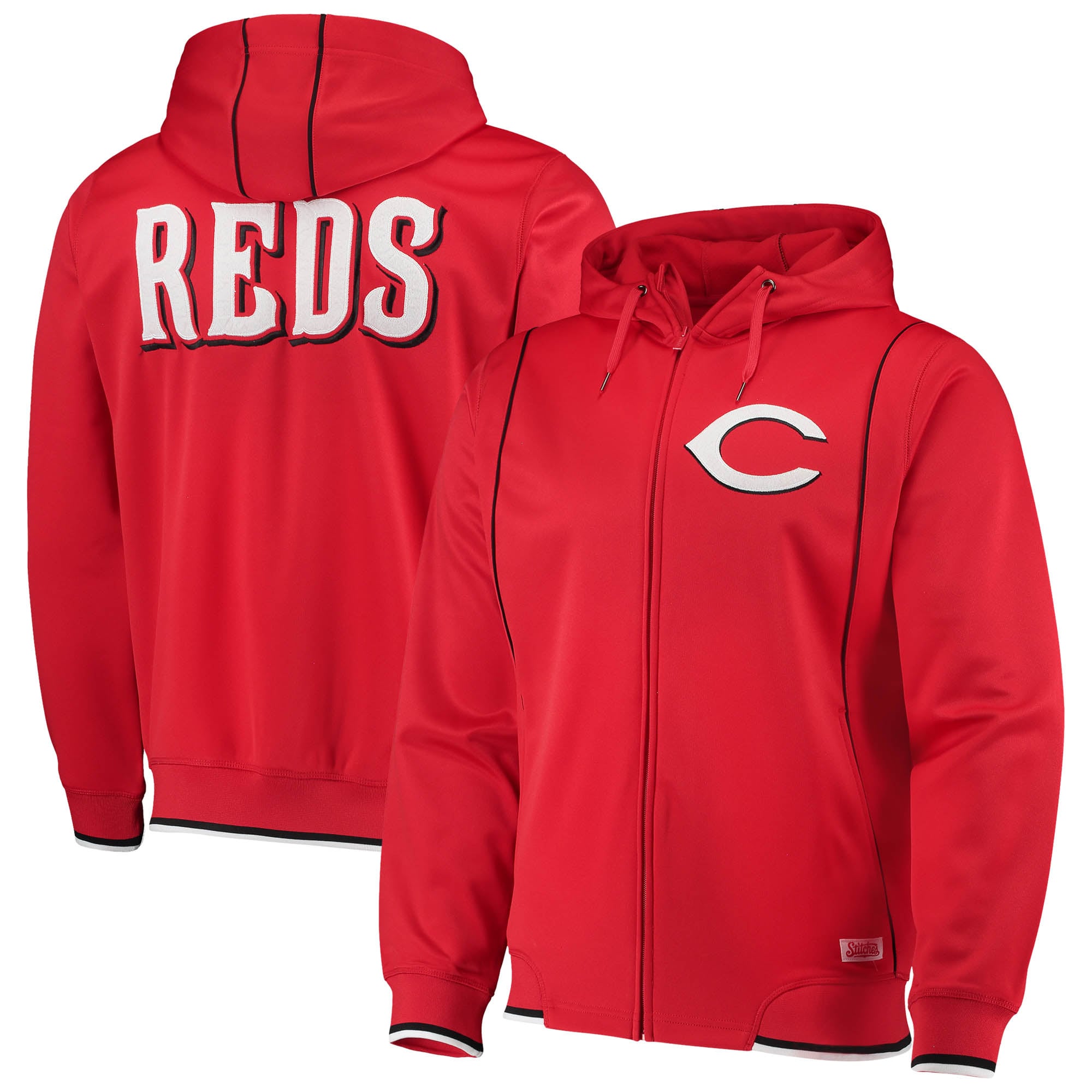 Men's Cincinnati Reds Stitches Red Logo Full-Zip Hoodie