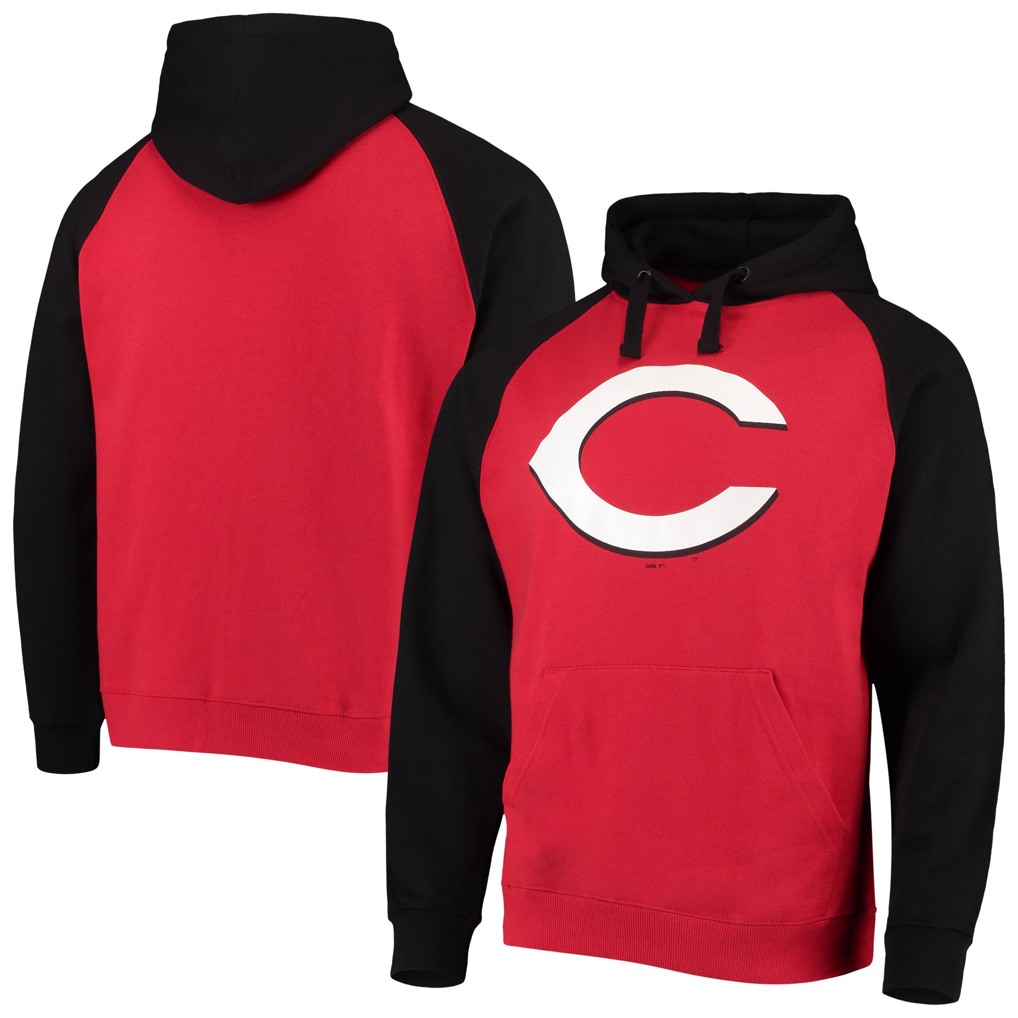 Men's Cincinnati Reds Stitches Red/Black Color Block Raglan Pullover Hoodie