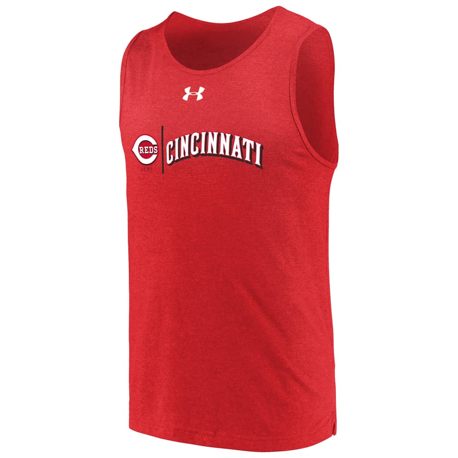 Men's Cincinnati Reds Under Armour Red Dual Logo Performance Tri-Blend ...