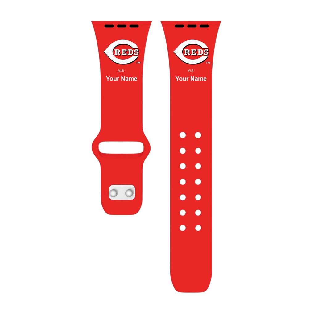 Cincinnati Reds Personalized Silicone Apple Watch Band - Red
