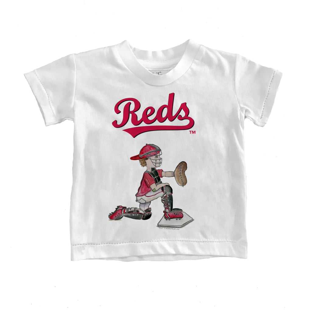 Cincinnati Reds Tiny Turnip Toddler Caleb the Catcher T-Shirt - White