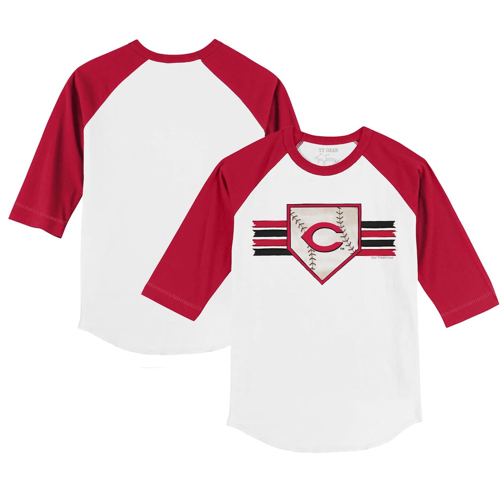 Cincinnati Reds Tiny Turnip Toddler Base Stripe 3/4-Sleeve Raglan T-Shirt - White/Red