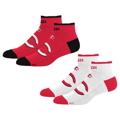  Cincinnati Reds Starter Unisex Two-Pack Front & Center Quarter Length Socks