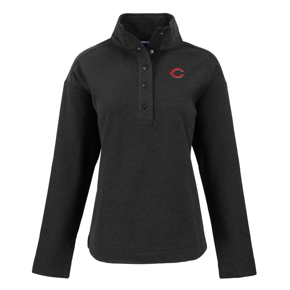 Cincinnati Reds Cutter & Buck Women's Hunts Point Eco Half-Snap Jacket - Black