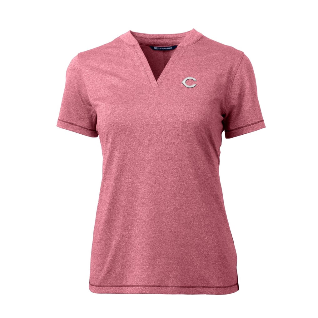 Cincinnati Reds Cutter & Buck Women's DryTec Forge Stretch V-Neck Blade Top - Heather Red