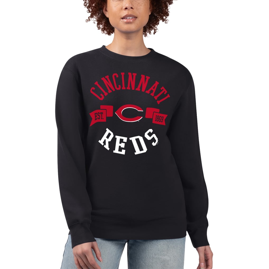 Cincinnati Reds G-III 4Her by Carl Banks Women's Team Logo Fleece Pullover Sweatshirt - Black