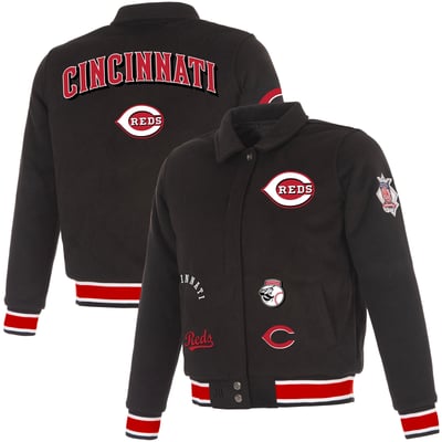Cincinnati Reds JH Design Women's Reversible Wool Full-Snap Jacket - Black