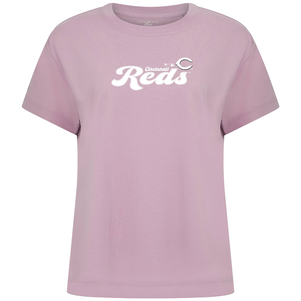  Cincinnati Reds Levelwear Women's Verve Valerie Big Script T-Shirt - Lavender