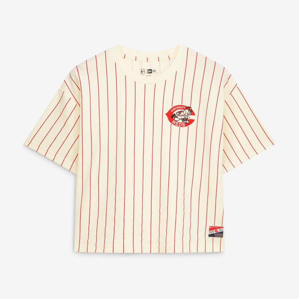  Cincinnati Reds New Era Women's Throwback Boxy T-Shirt - Cream