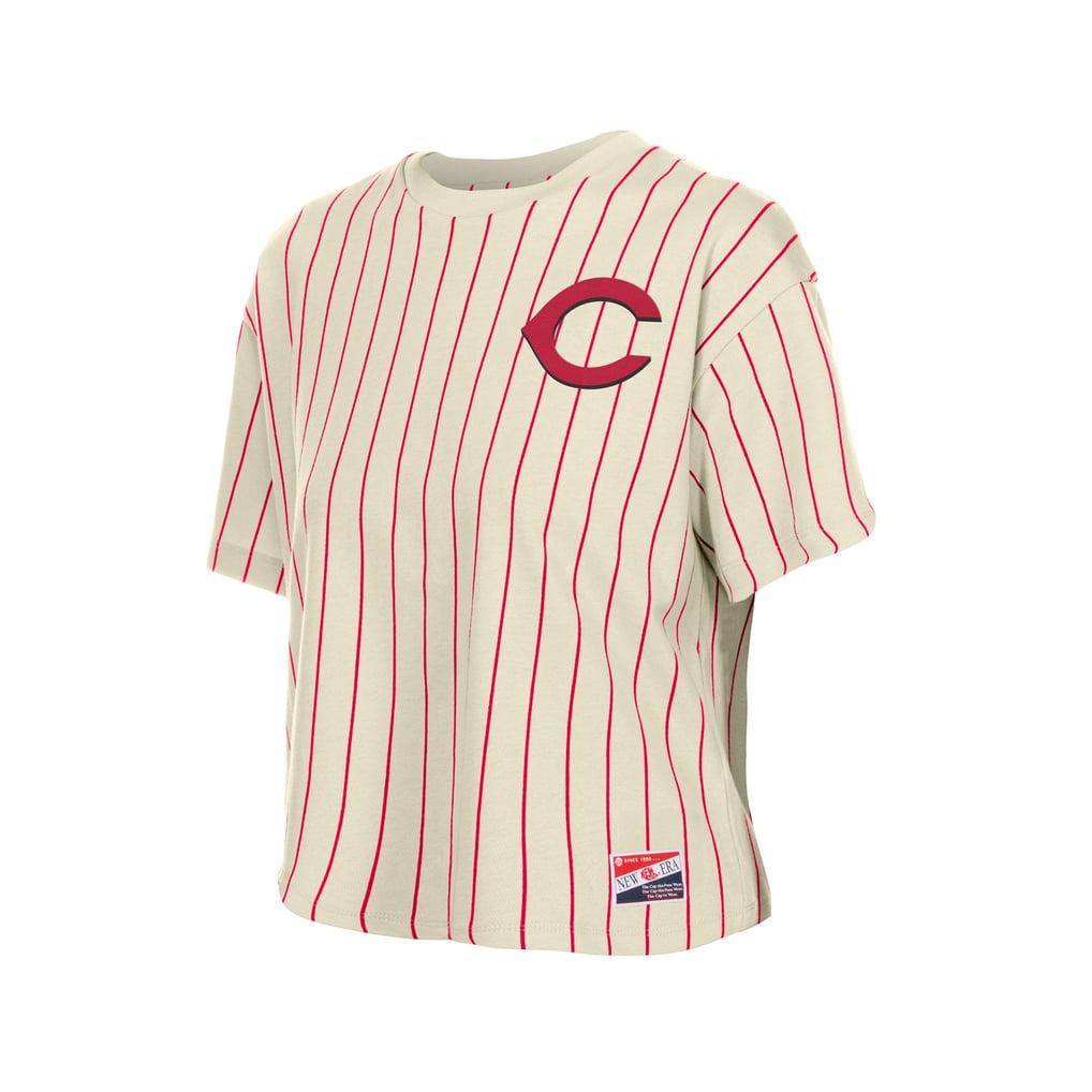  Cincinnati Reds New Era Women's Throwback Boxy T-Shirt - Cream