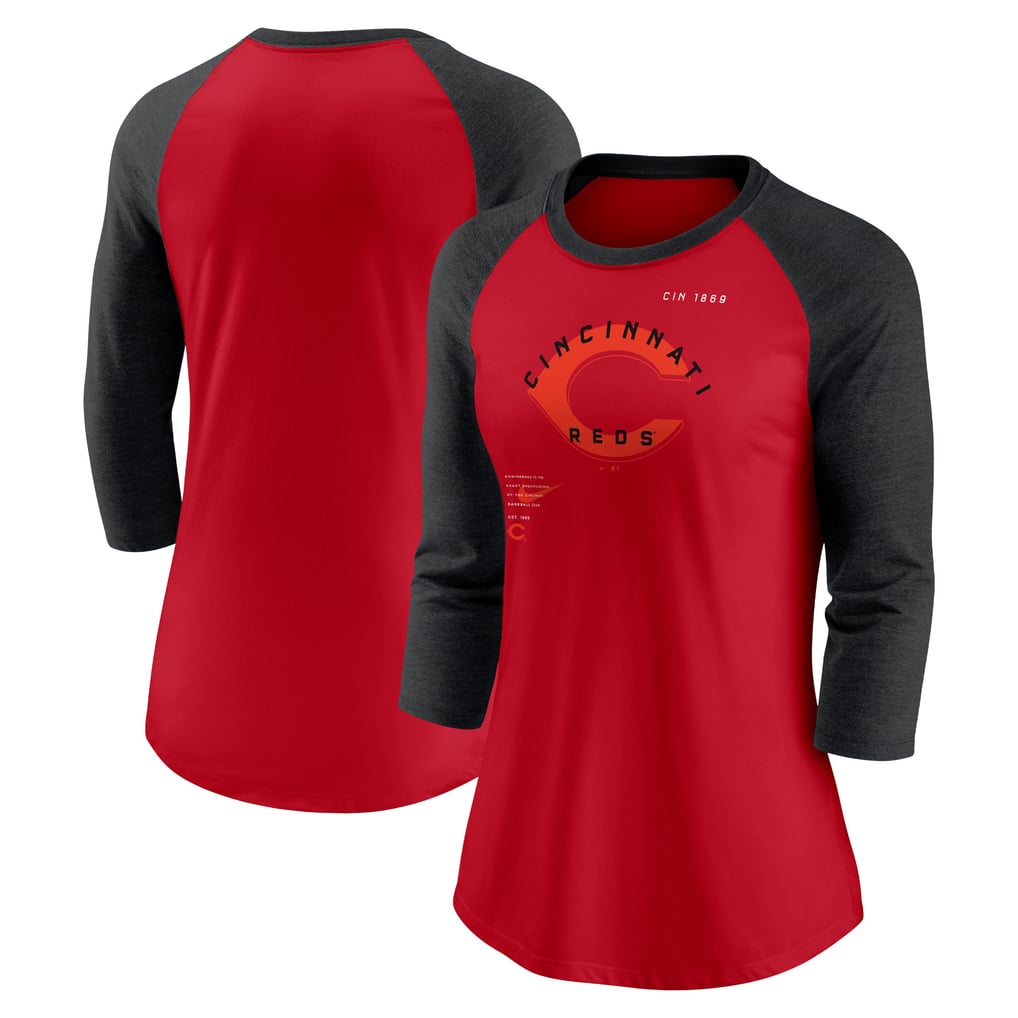 Cincinnati Reds Nike Women's Next Up Tri-Blend Raglan 3/4-Sleeve T-Shirt - Red/Black