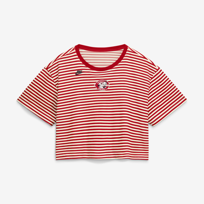 Cincinnati Reds Nike Women's Cooperstown Collection Striped Cropped T-Shirt - Red/Cream