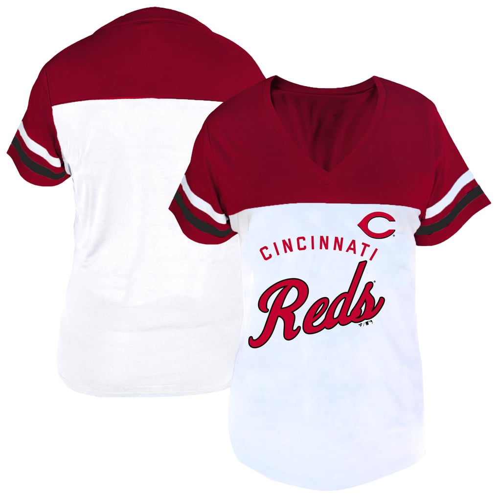 Cincinnati Reds Profile Women's Plus Size Two-Stripe V-Neck T-Shirt - White/Red