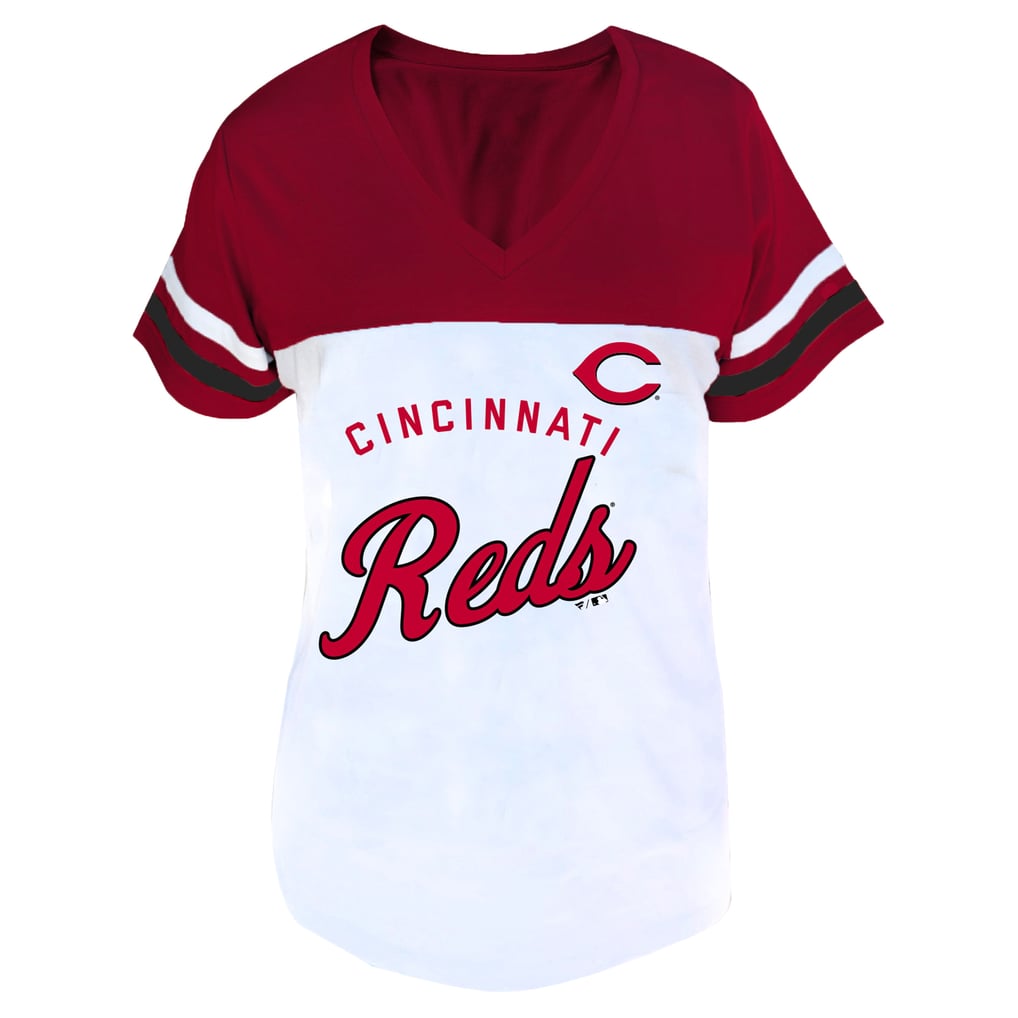 Cincinnati Reds Profile Women's Plus Size Two-Stripe V-Neck T-Shirt - White/Red