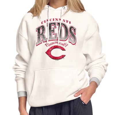 Cincinnati Reds Starter Women's Home Run Legacy Fleece Hoodie - Cream