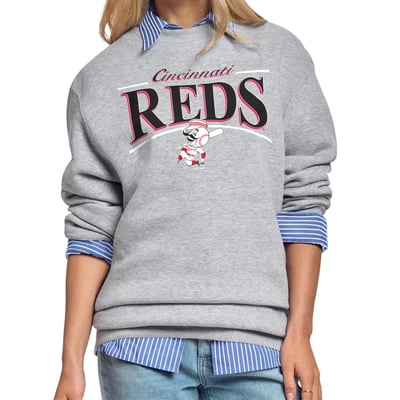 Cincinnati Reds Starter Women's Arch Stripe Fleece Sweatshirt - Gray