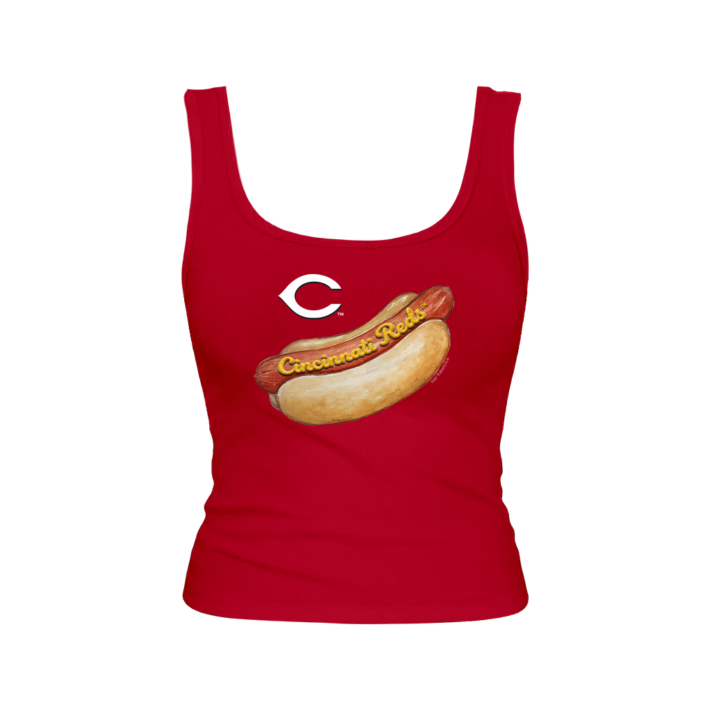 Cincinnati Reds Tiny Turnip Women's Emmy Hot Dog Tri-Blend Tank Top - Red