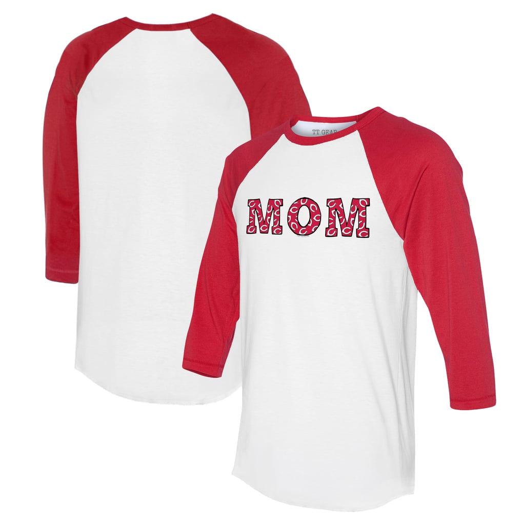 Cincinnati Reds Tiny Turnip Women's Logo Mom 3/4-Sleeve Raglan T-Shirt - White/Red