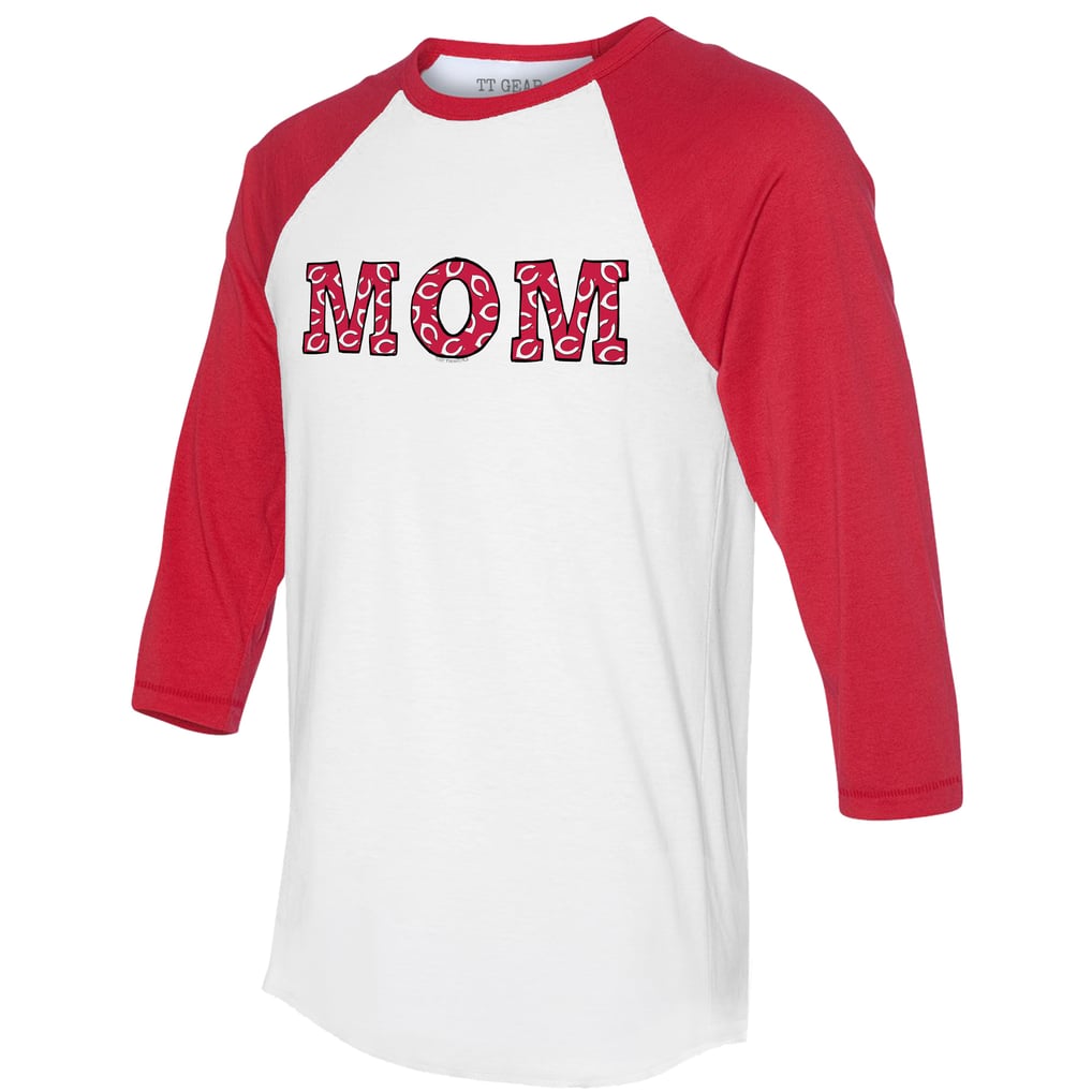 Cincinnati Reds Tiny Turnip Women's Logo Mom 3/4-Sleeve Raglan T-Shirt - White/Red