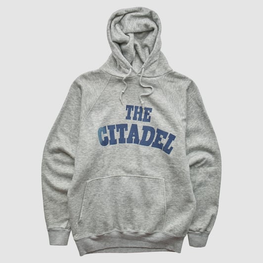 Citadel Bulldogs 80s Hooded Pullover Sweatshirt - Heather Gray - S by Fanatics Real Vintage