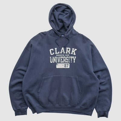 Clarke College Crusaders Champion 2000s Hooded Pullover Sweatshirt - Navy - XL by Fanatics Real Vintage