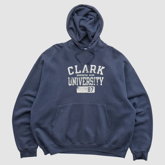Clarke College Crusaders Champion 2000s Hooded Pullover Sweatshirt - Navy - XL by Fanatics Real Vintage