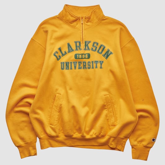 Clarkson Golden Knights Champion 2000s 1/4 Zip Sweatshirt - Yellow - L by Fanatics Real Vintage