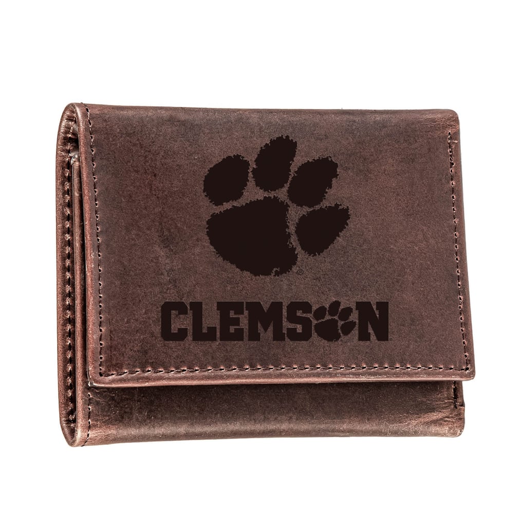  Clemson Tigers Leather Tri-Fold Wallet - Brown