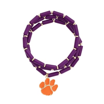 Clemson Tigers CANVAS Style  Beaded Bracelet Set of Three