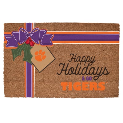 Clemson Tigers 20" x 30" Holiday Gift Wrap Coir Door Mat
