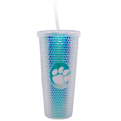 Clemson Tigers 24oz. Iridescent Studded Travel Tumbler with Straw