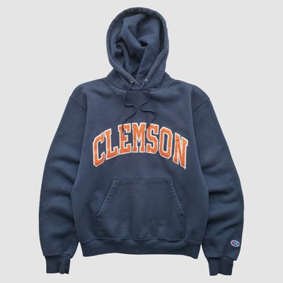 Clemson Tigers Champion 2000s Hooded Pullover Sweatshirt - Navy - XXS by Fanatics Real Vintage